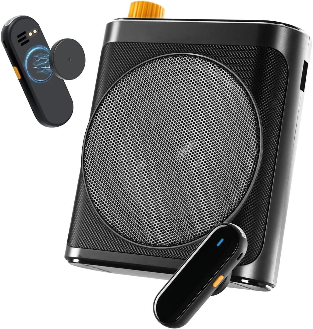 Tearstone Voice Amplifier for Teachers with Wireless Magnetic Lavalier Microphone, Bluetooth Portable Rechargeable Speaker, 2 Mics for Classroom, Meetings, Speeches, Outdoor (Black)