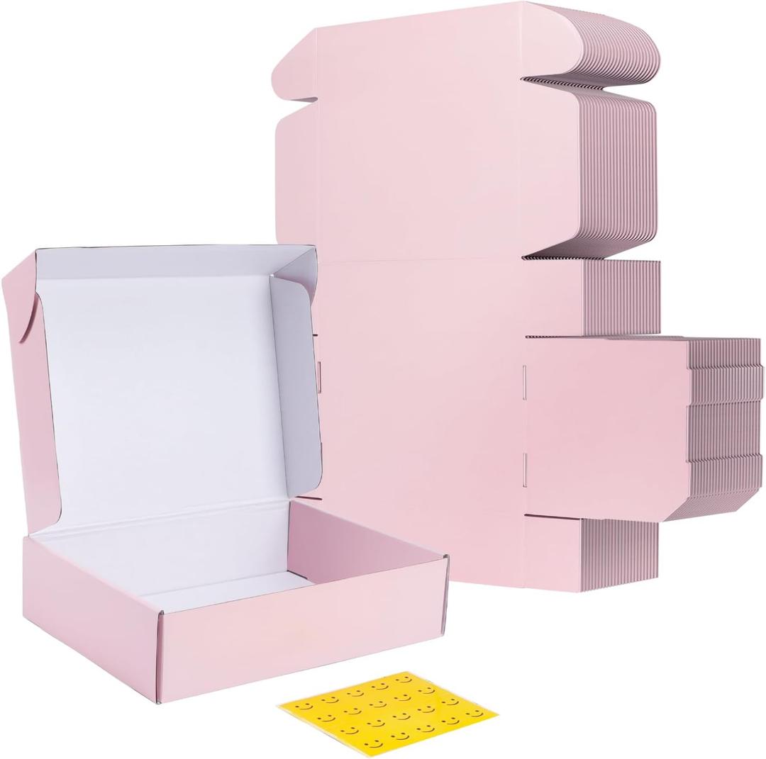 RLAVBL 12x9x4 Shipping Boxes Set of 20, Pink Corrugated Cardboard Box for Packing, Mailing, Business, Gift