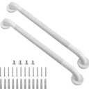 Shower Grab Bar, 2 Pack 24 Inch White Bathroom Grab Bar, 1.25" Diameter 304 Stainless Steel Anti-Slip Grab Bars for Bathtubs and Showers, Handicap Shower Grab Bar for Seniors Elderly