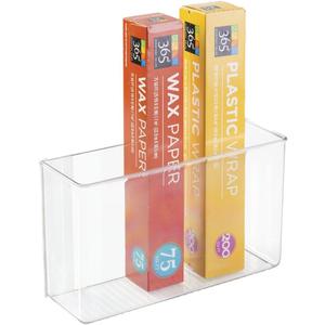 mDesign Plastic Adhesive Mount Storage Organizer Container for Kitchen or Pantry Wall Organization - Space Saving Holder for Sandwich Bags, Foil - 11" Wide - Ligne Collection - Clear (11 x 3.5 x 6.5 (Pack of 1))