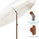 AMMSUN 7ft Patio Umbrella with Fringe Outdoor Tassel Umbrella UPF50+ Premium Steel Pole and Ribs Push Button Tilt, Cream White