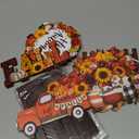 Yuntau 6 Pcs Thanksgiving Wooden Table Decorations Autumn Wood Tabletop Sign Centerpiece Rustic Decorations for Office Desk Farmhouse Home Kitchen Tiered Tray Decor Shelves Table Decorative