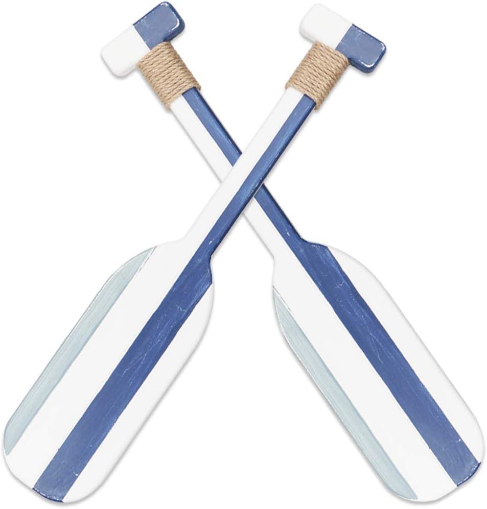 2 Pack 19.7 Inch Nautical Wooden Double Oar Decor with Rope Nautical Oar Paddles Wall Decor Door Hanging Ornament Beach Theme Home DecorationVintage blue
