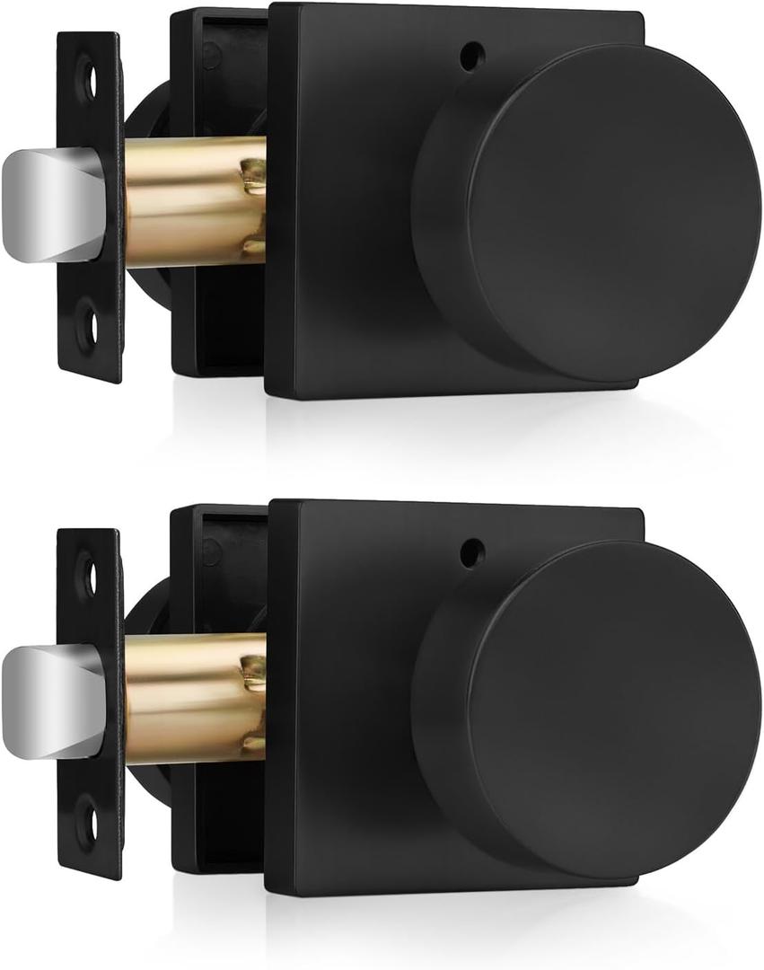 Haidms Matte Black Door Knobs Interior Privacy, Heavy Duty Square Black Interior Door Knobs for Bedroom, Zinc Alloy Privacy Door Knob Bathroom (2 Pack)