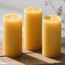 Natural Beeswax Candles 3 Packs, 105 Hours Burn Time Total, 100% Pure Beeswax Pillar Candles for Emergency Prayer Home Decor, Bees Wax Candle for Relax, Smokeless & Dripless [2x4 inch]
