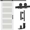 Barn Door Hardware kit 6FT(Whole Set Include Sliding Barn Door Track Kit & Barn Door Handle & Floor Guide) for Single Door-Heavy Duty