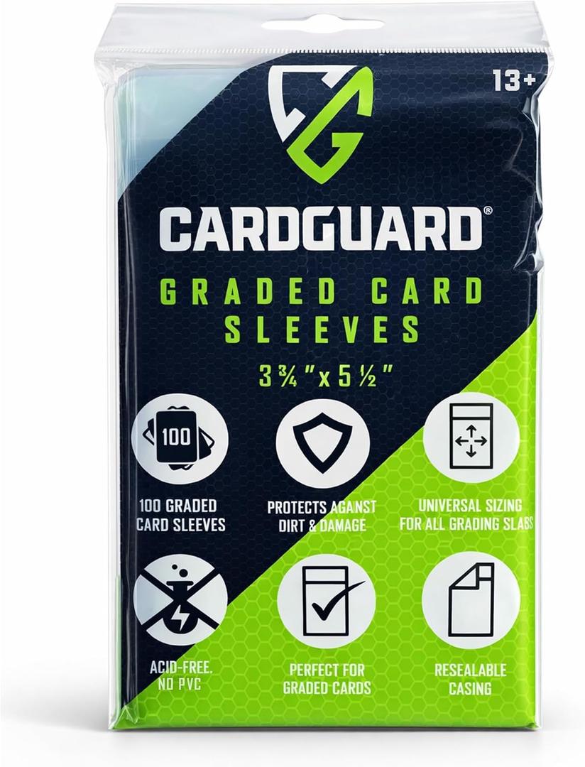 CardGuard 100 ct Premium Graded Card Sleeves – Resealable Fits PSA BGS & SGC (Pack of 2)