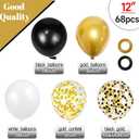68Pcs Black White Gold Balloons with 12 Inch Black Gold Confetti Balloons for Graduation Birthday Wedding Party Decorations (Heibaijin)