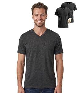 SUNCHIRI 2 Pack Merino Wool T Shirts for Men, Merino Wool V-Neck 100% Wool Base Layer, Breathable Undershirt for Travel, Fitness (Darkgrey, XL)