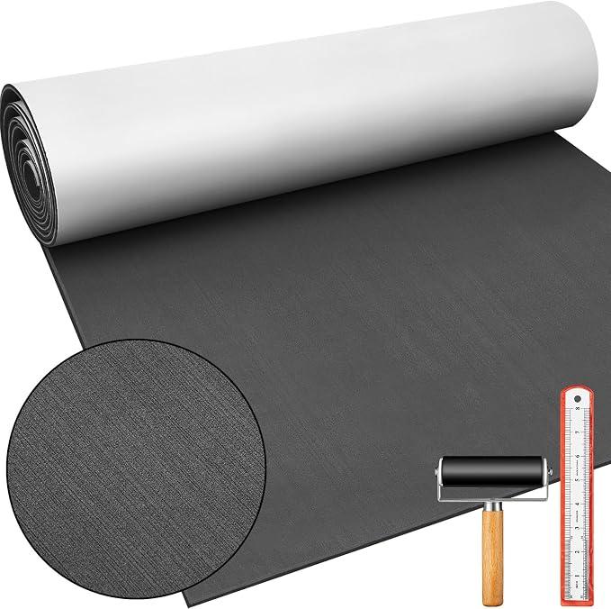 Tinideya Boat Flooring EVA Foam 118" x 47" Boat Decking Non Slip Marine Camo Self Adhesive Carpet with Roller Ruler for Kayak Yacht Motorboat(Texture, Light Gray)