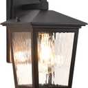 Outdoor Wall Light, Exterior Waterproof Wall Sconce in Black, Anti-Rust Outdoor Light Fixture with Water Glass, Modern Outdoor Wall Lantern for House Balcony Entryway Garage (A402-2)