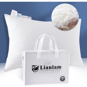 Luxury Canadian White Goose Down Pillow Queen Size- 900+ Fill Power, 800 Thread Count Cotton Shell, Soft Down Pillows for Sleeping, Hotel Collection Pillow for Neck Pain Relief (1 Pack, 20"x30")