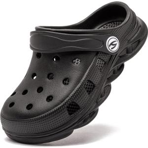 HOBIBEAR Boys and Girls Classic Graphic Garden Clogs Slip on Water Shoes(Toddler/Little Kids/Big Kids) (4.5 Toddler, Black)