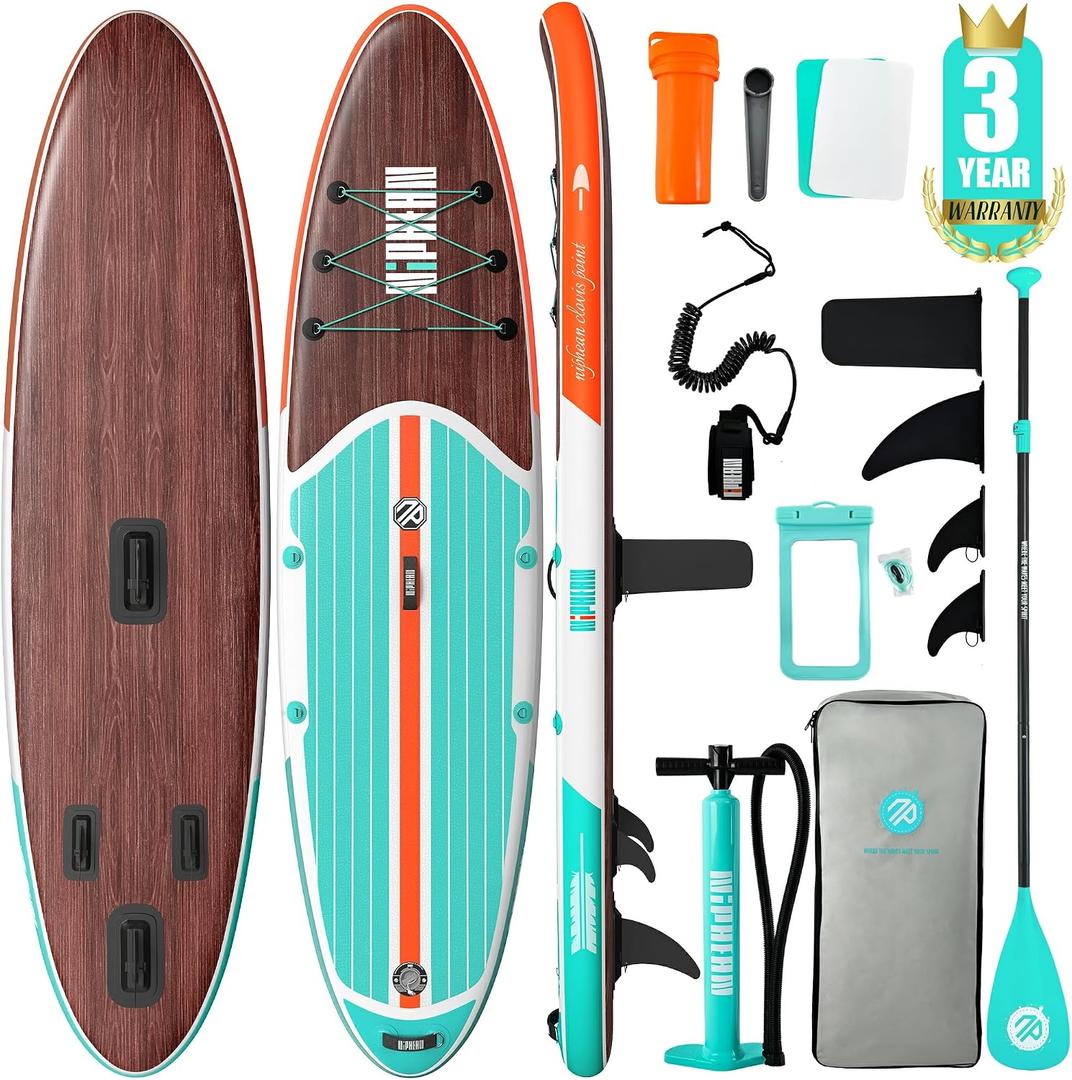 Niphean Inflatable Stand Up Paddle Board with SUP Accessories, Anti-Slip EVA Deck, 10’6’’ Inflatable Paddle Boards for Adults & Youth of All Skill Levels