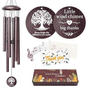Thank You Gifts for Women Men, 25" Wind Chimes Appreciation Gifts for Employee Teacher, Coworkers, Nurses, Gratitude Thoughtful Gift Ideas for Mother Father Family Friends