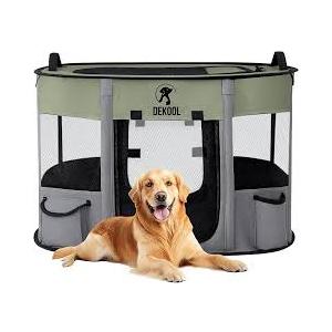 Foldable Dog Cat Playpen, Portable Dog Crate for Puppies, Cat, Puppy Play Pen for Indoors, Kennel Tent Crate for Indoor Outdoor Travel Camping Use with Carrying Case (Green, M)