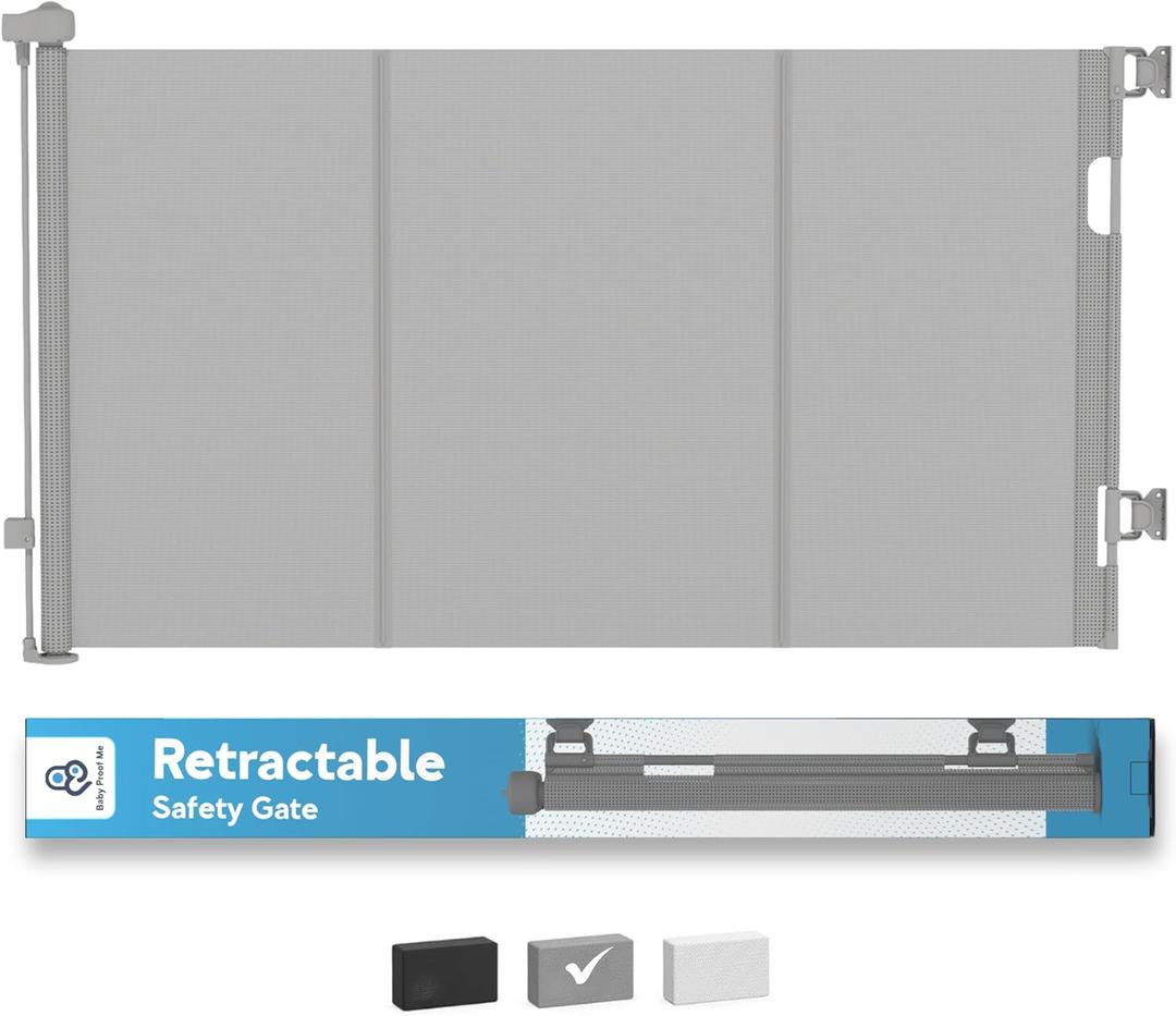 Baby Proof Me Retractable Baby Gates for Stairs & Doorways - 71 Wide Mesh Safety Gate for Toddlers, Dog & Pets - Use for Indoor/Outdoor, Hallways, Deck, Porch - Easy Installation, Secure Closure
