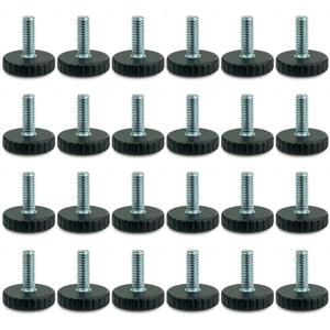 24 Pcs/Package-1/4 UNC Threaded Adjustable Table/Chair/Furniture Feet Levelers Screw On for Glides Leveling(Black,Nylon,1/4-20) (No Threaded Inserts)