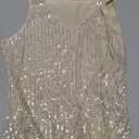 Women Bustier Corset Top Sequin Sexy Slim Tank Top Champagne Summer Sleeveless Party Square Neck XL