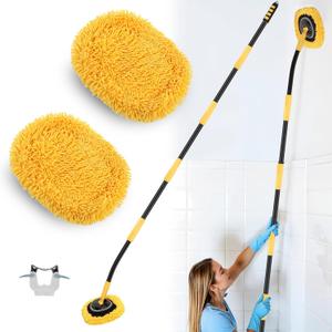 Wall Cleaner Mop,73Wall Mop Cleaner with Long Handle,Ceiling Dust Mop with 15 Bent Labor-Saving Elbow Extension Pole for Cleaning Walls Window Ceiling Floor Car High Cabinet