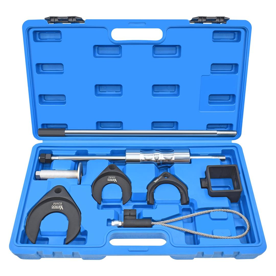 11 Piece Inner CV Axle Removal Tool, Heavy Duty Slide Hammer Puller Set, 63mm 48mm CV Joint Fork, Outer CV Joint Adapter and Steel Cable Adapter, Front Wheel Drive Axle Half Shaft Removal Tool Kit