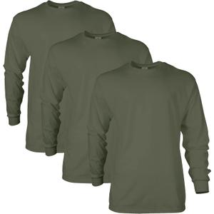 Gildan Adult Ultra Cotton Long Sleeve T-Shirt, Style G2400, Multipack (Green, L)