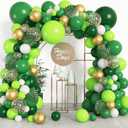 Amandir 163Pcs Jungle Party Balloons Garland Arch Kit, Gold Lime Green Balloons with Artificial Tropical Palm Leaves for Dinosaur Safari Decorations Wild One Birthday St Patricks Day Party Supplies