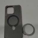 FlyReal Designed for iPhone 15 Pro Max Case with 360 Magnetic Stand, Carbon Fiber Phone Case [Compatible with Magsafe] [16FT Military Protection] with Stand Ring 6.7'', Natural Titanium