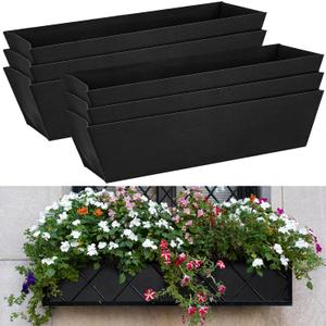 HunnmingRe 6 Pack 36 Inch Fabric Plant Window Box Liners Rectangular Non-Woven Planter Basket Liner Black Felt Flower Hanging Basket for Outdoor Garden Hanging Planter Flower (Avoid Birds Nesting)