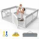 71" 59" Baby Playpen with Gate, Large Baby Play Pen for Babies and Toddlers, Infant Fence Play Yard with Door for Living Room, Anti-Fall, Breathable Mesh