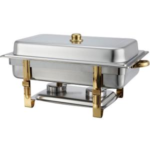 Winco Malibu Stainless Steel Chafer with Gold Accents, 8 Quart (8 Quart (Full Size))