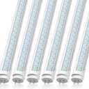 JESLED T8 LED 4FT Type A+B Light Bulbs, 24W(65W Equivalent), 3200LM, 6000K, Plug and Play or Ballast Bypass, 4 Foot LED Fluorescent Tube Replacement, ETL Listed, Single or Double End Powered 6 Pack