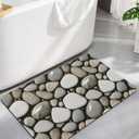 Pebble Stone Bath Mat,Non Slip Bathroom Floor Runner Rug Quick Dry & Absorbent Diatomaceous Earth Kitchen Room Shower Sink Washable Doormat,Minimalist Creative Black White Geometry 20"x32"