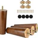 6 Inch Wood Furniture Legs Set of 4 Replacement Feet for Cabinet Couch Chair Sofa Legs Mid Century Predrilled M8 Bolt with Mounting Nuts and Screws