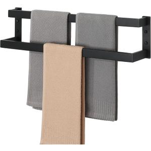 Alise Double Towel Bar, 24" Towel Racks for Bathroom Wall Mounted SUS304 Stainless Steel, Heavy Duty Bathroom Towel Holder, Quick Drying Towel Hanger, Matte Black