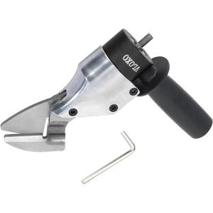 VLOXO Professional Metal Shear Drill Attachment, Sheet Metal Cutter for Drill Attachment with 360 Pivoting Handle, Power Tool Accessory for Curved and Straight Cutting on Steel, Aluminum(Black)
