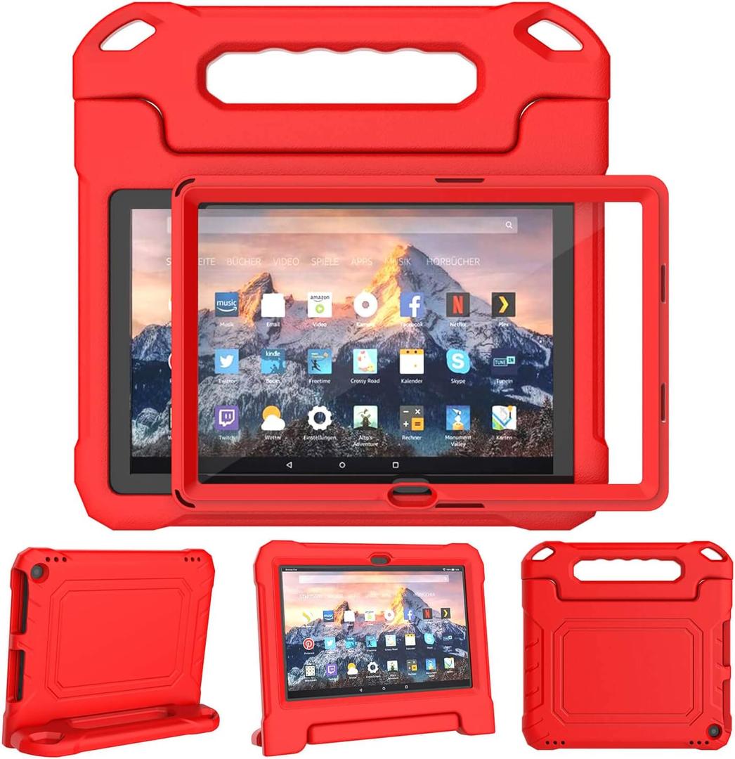 Kids Case for 10 Inch Tablet(13th/11th Generation, 2023/2021 Release) - Durable Shockproof Protective Cover with Screen Protector for 10/10 Plus/HD 10 Tablet, Not for iPad Samsung Tablet, Red
