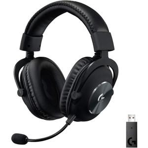 Logitech G PRO X Wireless Lightspeed Gaming Headset with Blue VO!CE Mic Filter Tech, 50 mm PRO-G Drivers, and DTS Headphone:X 2.0 Surround Sound, 20+ Hour Battery Life - Black
