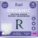 Rael Disposable Underwear for Women, Organic Cotton Cover - Incontinence Pads, Postpartum Essentials, Disposable Underwear, Unscented, Maximum Coverage (Size S-M, 12 Count)