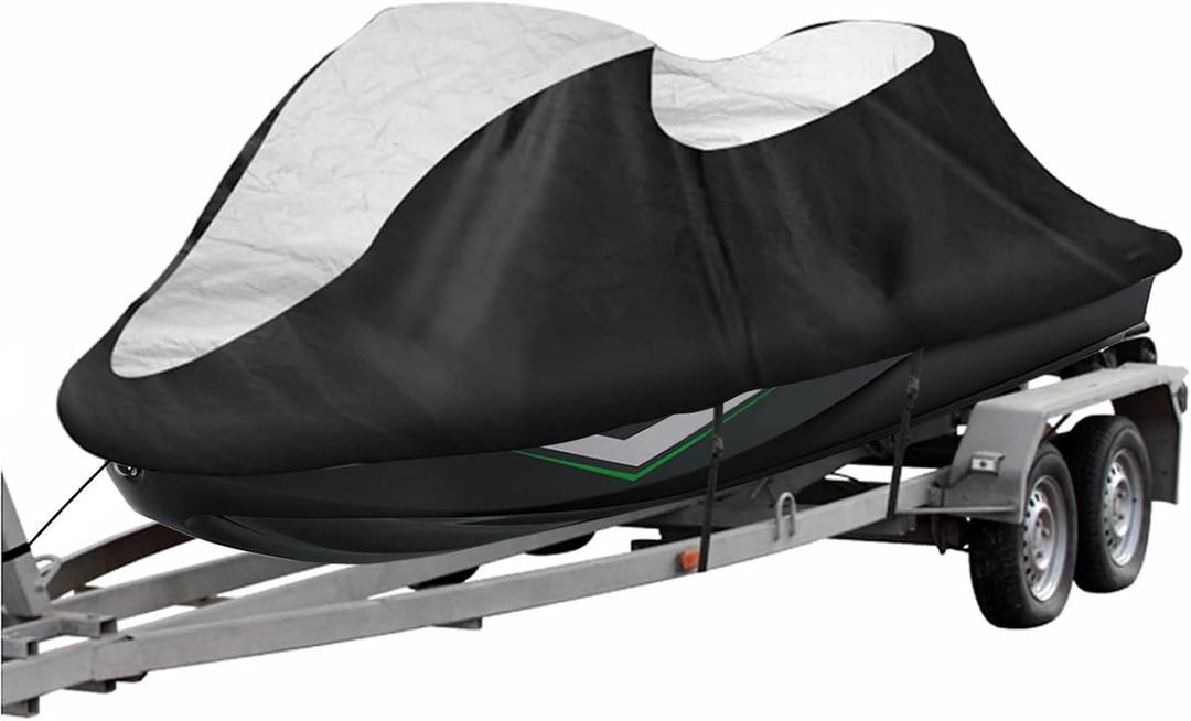 Jet Ski Cover 2-3 Seater Heavy Duty Waterproof 210D Trailerable PWC Jetski Cover for Sea-Doo Yamaha Wave Runner Up to 118"