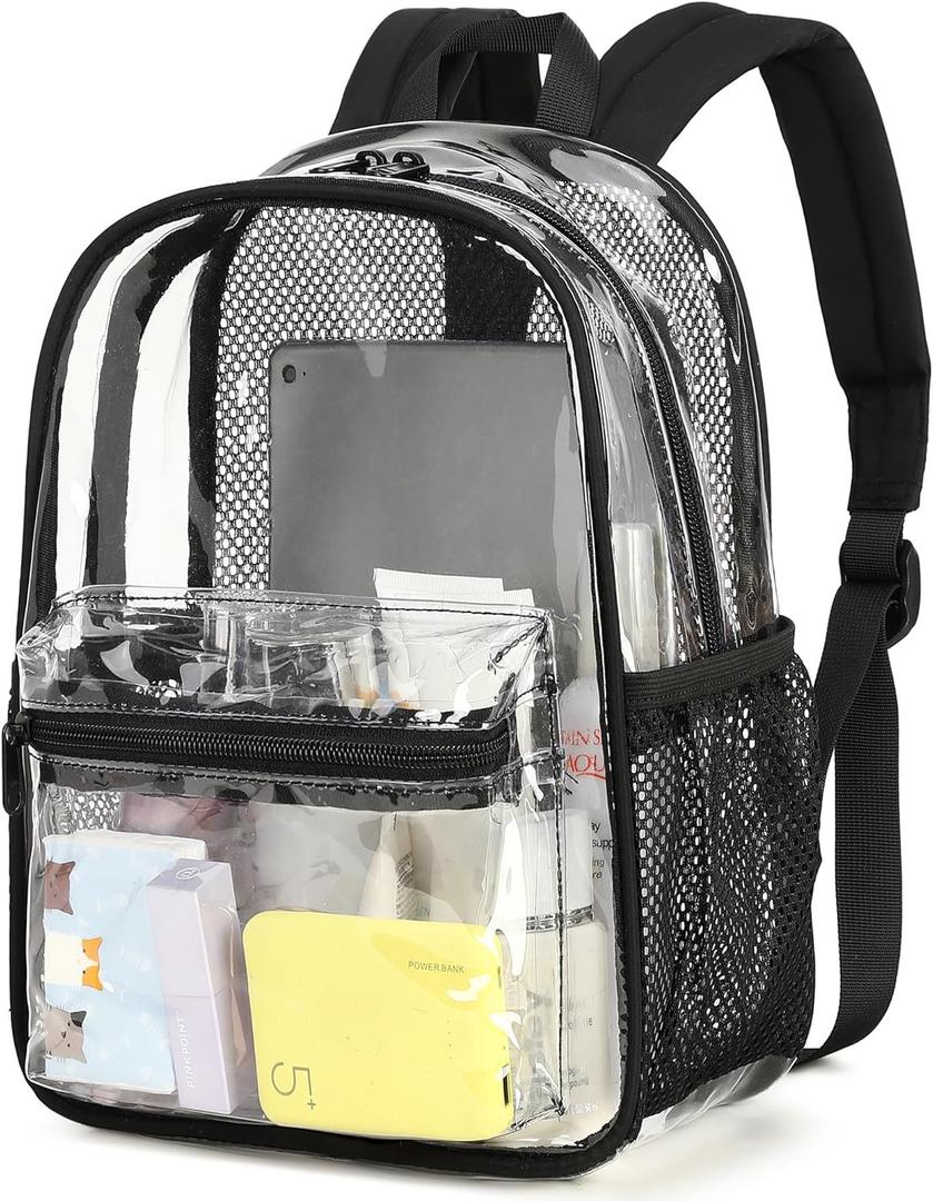 CAMTOP Mini Clear Backpack for Stadium Events Approved Small Clear Bag Backpacks Purse for festival Concert Work (Black)