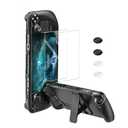 bibuks Steam Deck /OLED Protective Case,Non-Slip Skin Protective Shell Accessories,Steam Deck Case with Kickstand ,2 Screen Protector, 4 Thumb Grip (Black)