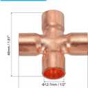 PATIKIL 1/2"(12.7mm) Copper Cross Pipe Fitting, 3 Pcs 4 Way Welding Copper End Feed Equal Pipe Connector for Plumbing Air Conditioning Refrigeration