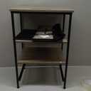 SUPERJARE Nightstand with Charging Station, Bed Side Table with Adjustable Fabric Drawer, Night Stand for Bedroom, 3-Tier Storage End Table, for Living Room, Oak (M (11.8"D x 15.7"W x 23.4"H))