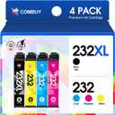 Remanufactured 232XL Ink Cartridges Replacement for Epson 232XL Cartridges Combo Pack Work for Expression Home XP-4200 XP-4205 Workforce WF-2930 WF-2950 (Black Cyan Magenta Yellow, 4Pack) (232XL 1 Black 1 Cyan 1 Magenta 1 Yellow)