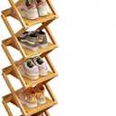 Bamboo Shoe Rack - No Assembly Required, Tall Narrow Foldable Shoe Organizer, Space-Saving Multifunctional Shelf for Entryways, Corners, Bedrooms, Balconies, 6 Layer(Reinforced and Thickened)