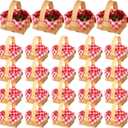 Geelin 36 Pcs Mini Woven Basket with Handle and Red White Gingham Paper Napkins Wood Chip Mini Flower Fruit Picnic Basket Chip for Easter Spring Wedding Party Gift Decoration (Small)