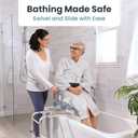 Sliding Shower Chair Tub Transfer Bench with Swivel Seat, Shower Bench for Elderly and Disabled, with Security Belt, 360 Rotation, Slides and Rotates, Adjustable,one Touch Slide Button, Grey
