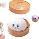 Dumpling Squishies, Soft Squishy Dumpling Squishy, Dumplings Sensory Squeeze Toy for Stress, Easter Basket Stuffers Stretchy Desk Toys (White)