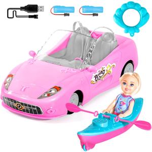 ULOVEME 2.4Ghz Remote Control Car for Girls - 1:18 RC Toys for Kids with Doll, 100 mins with Rechargeable Battery, Birthday for Grils (Pink #4)
